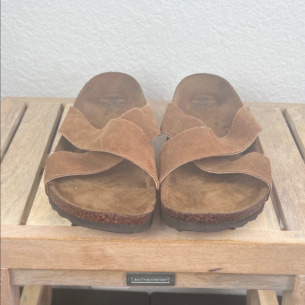 Rip Curl Stella Slip On Brown Suede Leather Sandals Size 8 Women’s